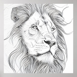 Affiche Illustration d'art de la nature sauvage de Lion