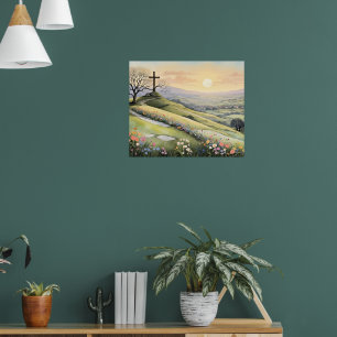 Affiche illustration d'art de lever de soleil de Pâques