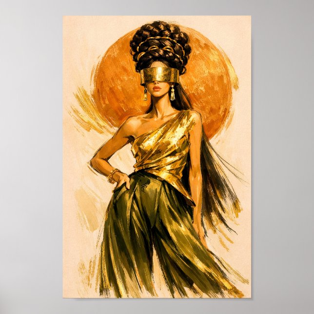 Affiche Illustration d'art de mode solaire Déesse dorée (Devant)