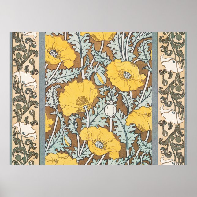 Affiche illustration d'art de pavot fleur jaune (Devant)