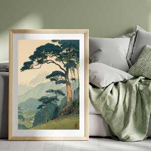 Affiche Illustration d'art de paysage japonais Vintage
