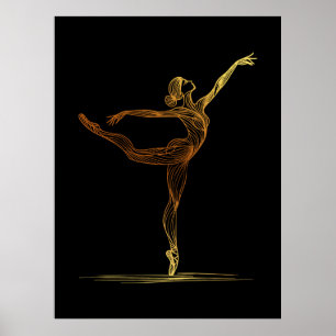 Affiche Illustration d'art en ligne d'une danseuse de ball
