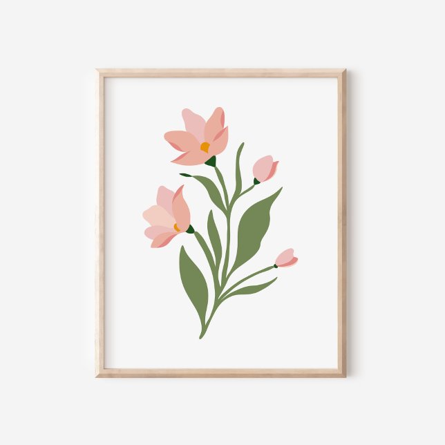 Affiche Illustration d'art moderne de fleurs sauvages rose (Créateur téléchargé)