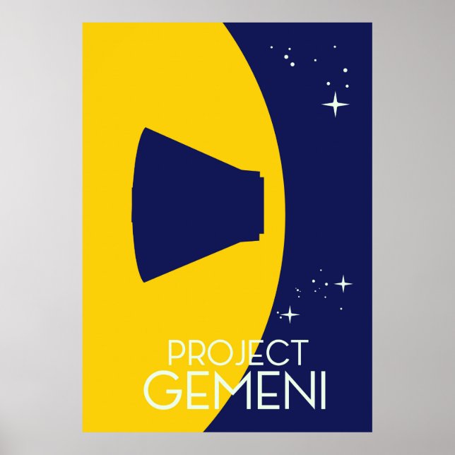 Affiche illustration d'art spatial du projet Gemini (Devant)