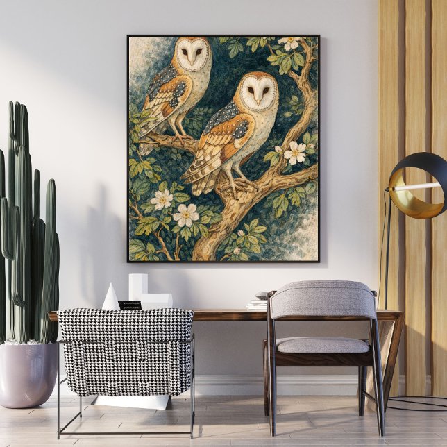 Affiche Illustration d'art vintage de hibou | Botanique de (Créateur téléchargé)