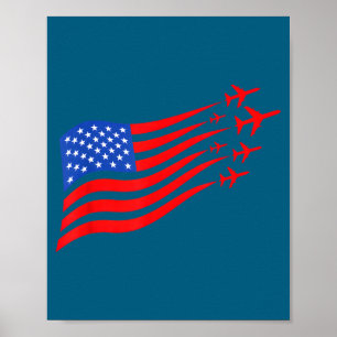 Affiche Illustration d'avion patriotique drapeau américain