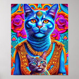 Affiche Illustration de 2 chats bleus
