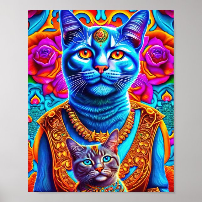 Affiche Illustration de 2 chats bleus (Devant)
