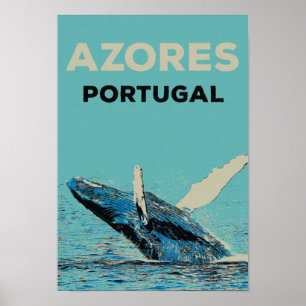 Affiche Illustration de baleines à bosse des Açores Portug