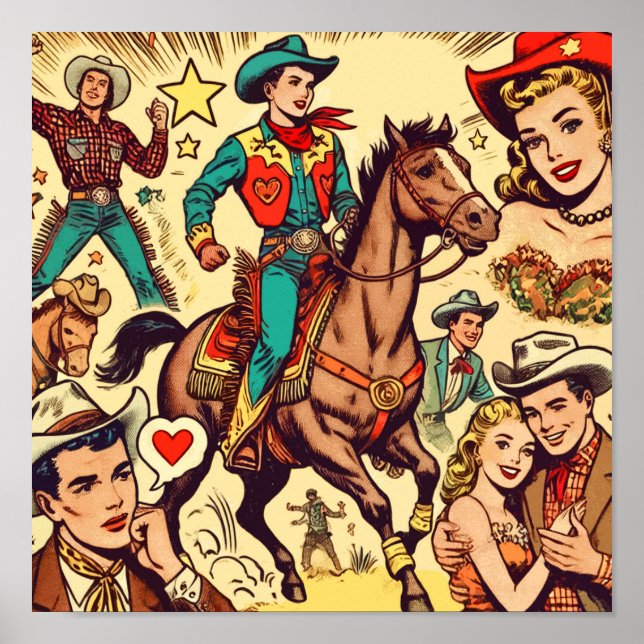 Affiche Illustration de bandes dessinées de pays vintage (Devant)