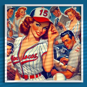 Affiche Illustration de baseball vintage