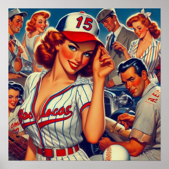 Affiche Illustration de baseball vintage (Devant)