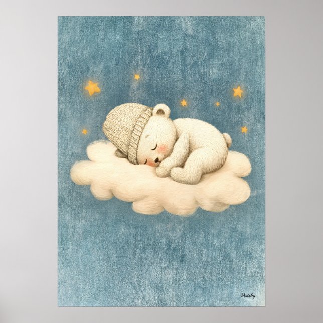 Affiche Illustration de bébé pour la nurserie Nuage de l'O (Devant)