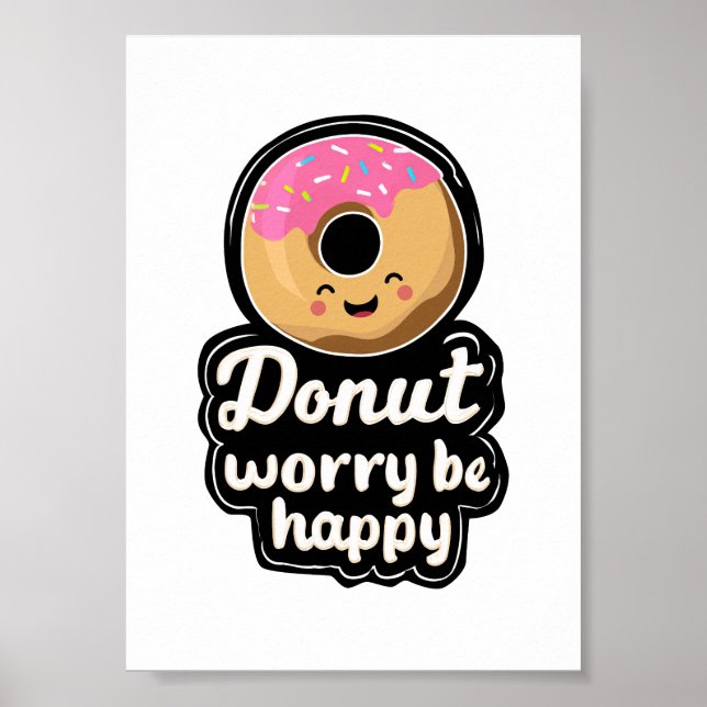 Affiche Illustration de beignet souriant mignon – “Ne t'in (Devant)