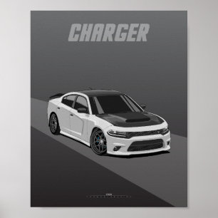 Affiche Illustration de berline musclée Widebody Charger