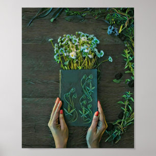 Affiche illustration de bibliothèque vintage