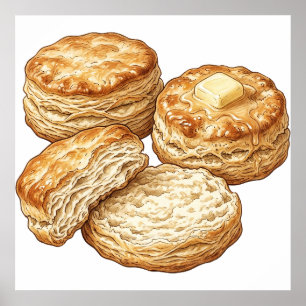 Affiche Illustration de biscuits au babeurre du Sud