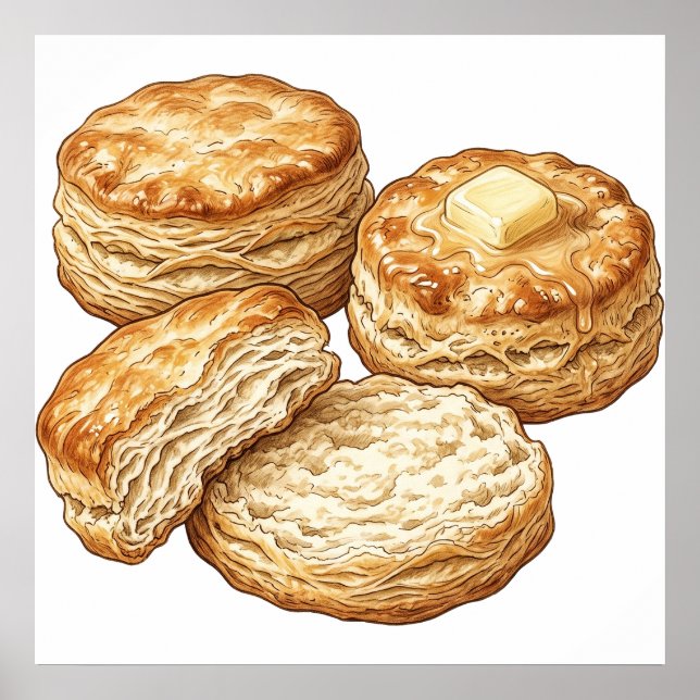 Affiche Illustration de biscuits au babeurre du Sud (Devant)