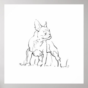 Affiche Illustration de Bouledogue Français - Maman de Chi
