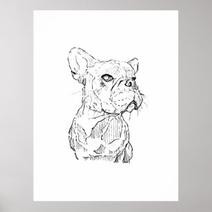 Affiche Illustration de Bouledogue Français, Personnalisé