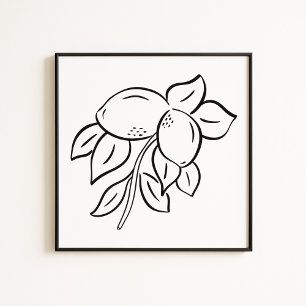 Affiche Illustration de branche de citron fantaisiste dess