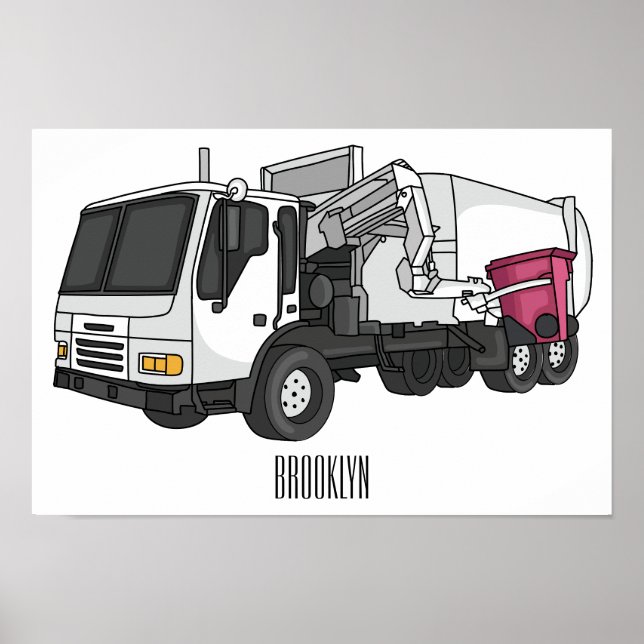 Affiche Illustration de camion à ordures (Devant)