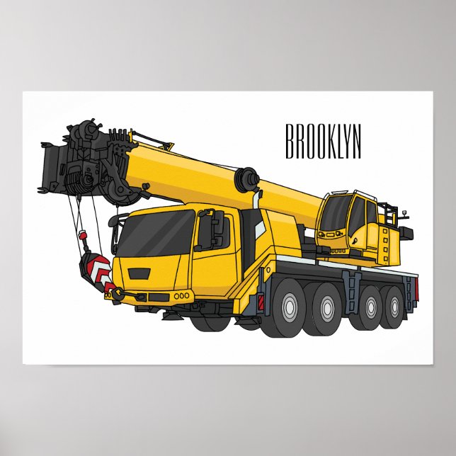 Affiche Illustration de camion de grue (Devant)