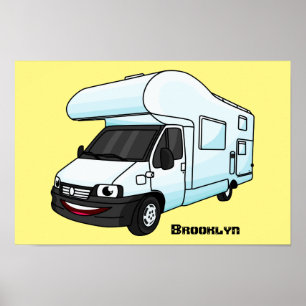 Affiche Illustration de caravane heureuse en style cartoon