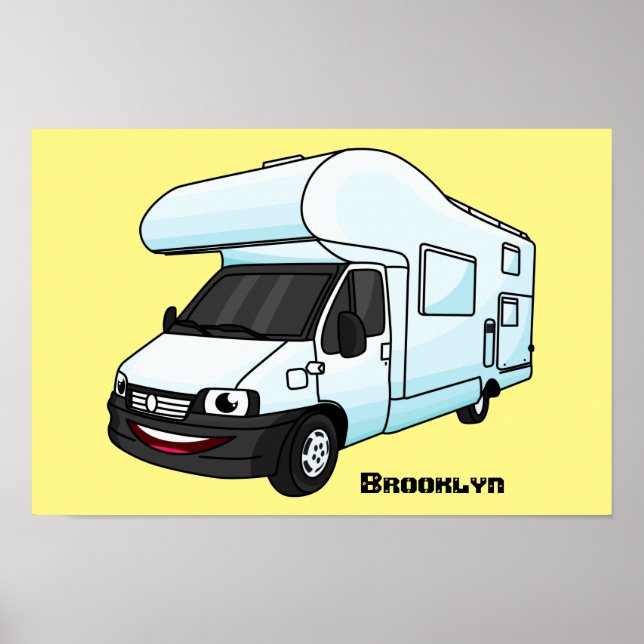 Affiche Illustration de caravane heureuse en style cartoon (Devant)