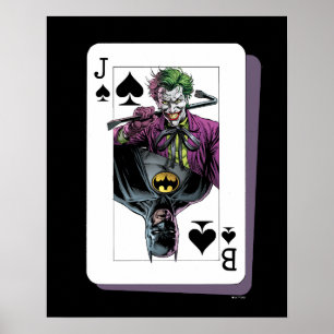 Affiche Illustration de carte à jouer Joker et Batman Piqu