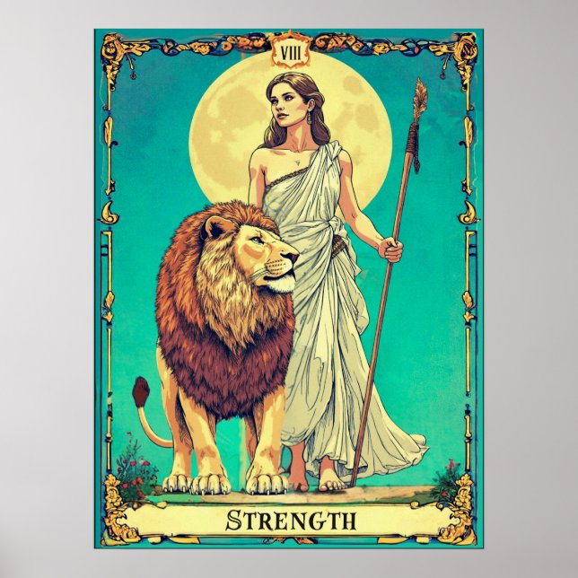 Affiche Illustration de carte de tarot, Force (Devant)