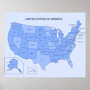 Affiche Illustration de carte minimale des États-Unis en b