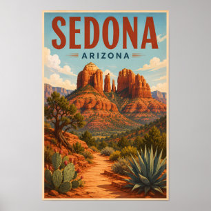 Affiche Illustration de Cathedral Rock à Sedona, Arizona,