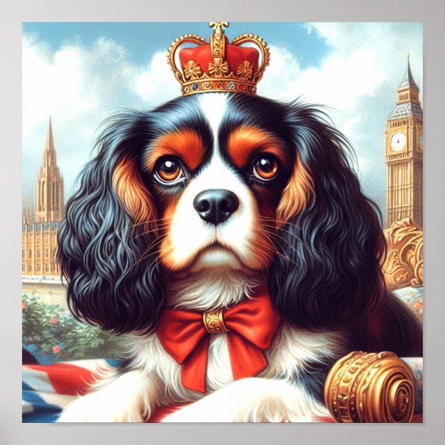 Affiche Illustration de Cavalier King Charles Spaniel (Devant)