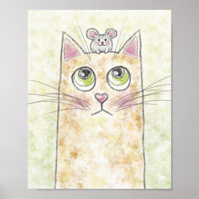 Affiche Illustration de chat et de souris mignons (Devant)