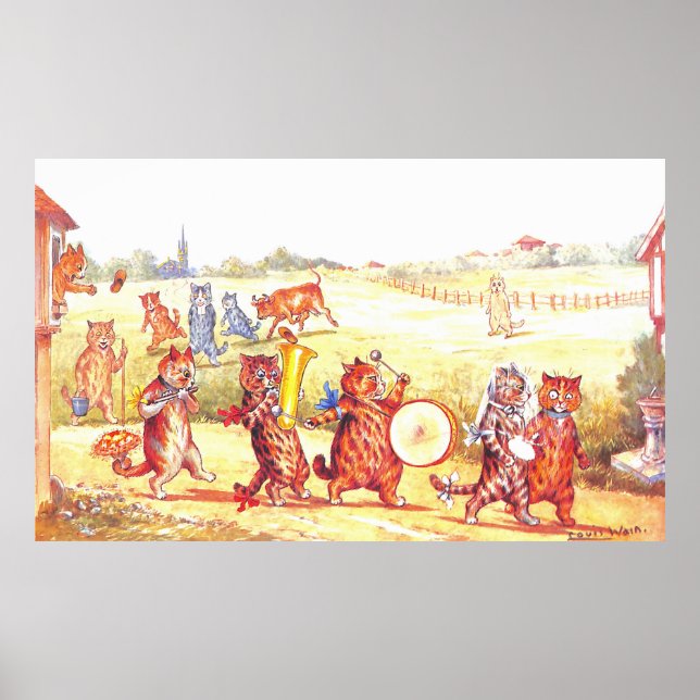 Affiche Illustration de chat mariage par Louis Wain (Devant)