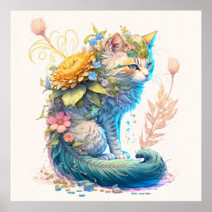 Affiche Illustration de chat mignonne majestic Kitty