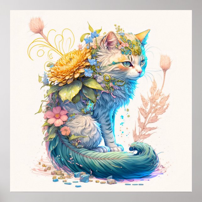 Affiche Illustration de chat mignonne majestic Kitty (Devant)