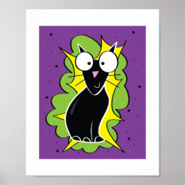 Affiche Illustration de chat noir mignon | Art animalier p