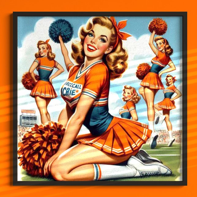 Affiche Illustration de cheerleaders vintage (Créateur téléchargé)