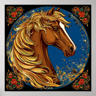 Affiche Illustration de cheval de fantaisie de conte de fé