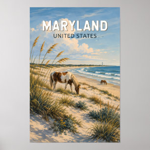 Affiche Illustration de cheval du Maryland Art de voyage V