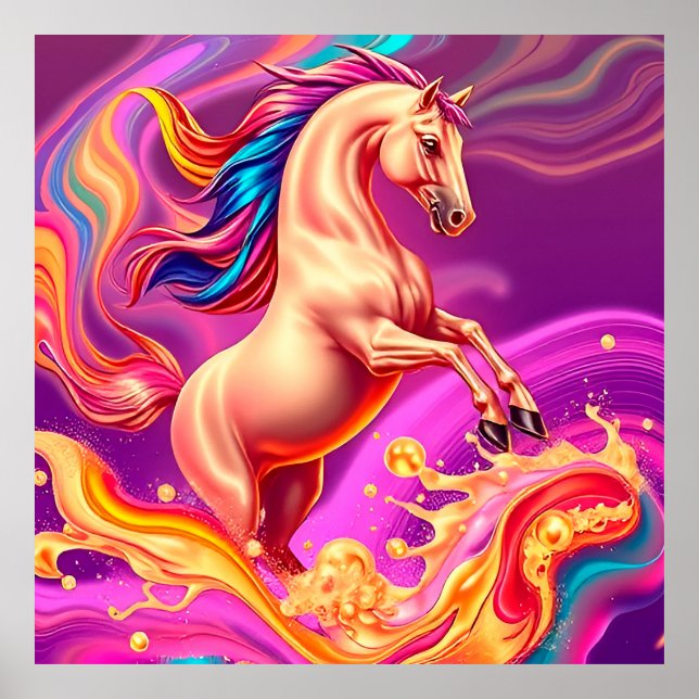Affiche Illustration de cheval vibrant abstrait (Devant)