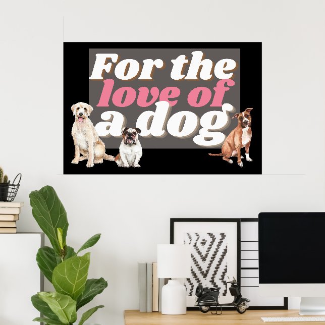 Affiche Illustration De Chien Avec Citation Inspirationnel (Bureau à domicile)