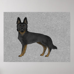 Affiche Illustration de chien de berger allemand bi-noir d