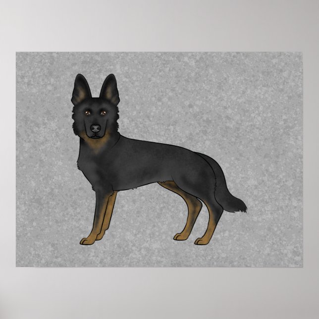 Affiche Illustration de chien de berger allemand bi-noir d (Devant)