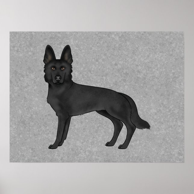 Affiche Illustration de chien de berger allemand noir de d (Devant)