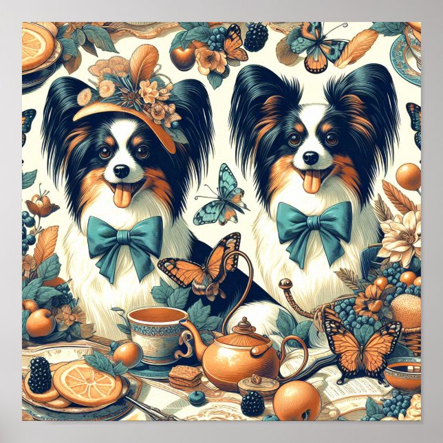 Affiche Illustration de chien de papillon mignonne (Devant)