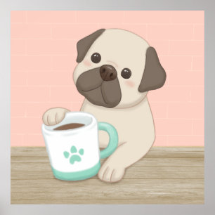 Affiche Illustration de chien et de mouton mignon