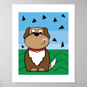 Affiche Illustration de Chien Mignon Art Animalier pour